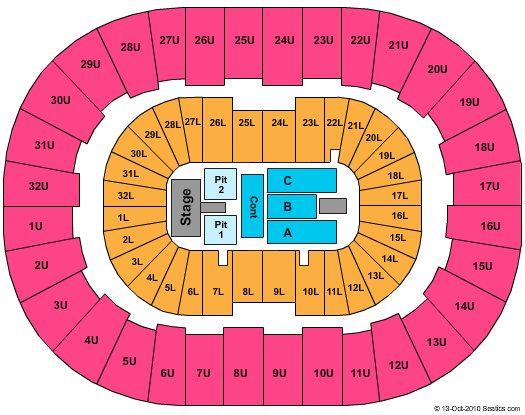 Legacy Arena at The BJCC Endstage w/Pit Seating Chart